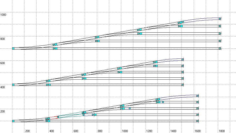 Abb. 14: Gleisharfen mit 10°-Winkel